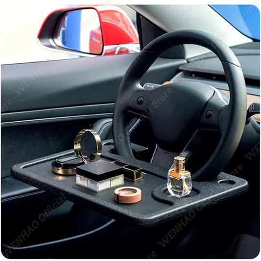  Showlu Fashion Store For Tesla Model 3 S X Y 2012-2021 Car Steering Wheel Eating Tray Auto Desk Laptop Tablet iPad Notebook Car Travel Eating Table