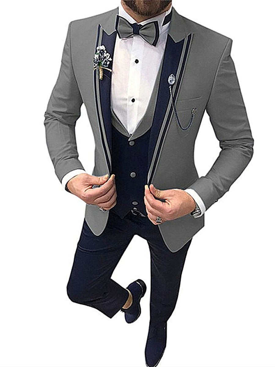  Showlu Fashion Store Foreign Trade Men's Large Size Fancy Suit Set Three-Piece Set Suit with Vest Groom Dress Host Singer Suit