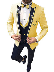  Showlu Fashion Store Foreign Trade Men's Large Size Fancy Suit Set Three-Piece Set Suit with Vest Groom Dress Host Singer Suit