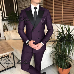 SHOWLU FASHION STORE Formal Suit for Men Double Breasted Blazer Pants 2 Piece Set Business Office Outfit Wedding Groom Tuxedo Party Dress