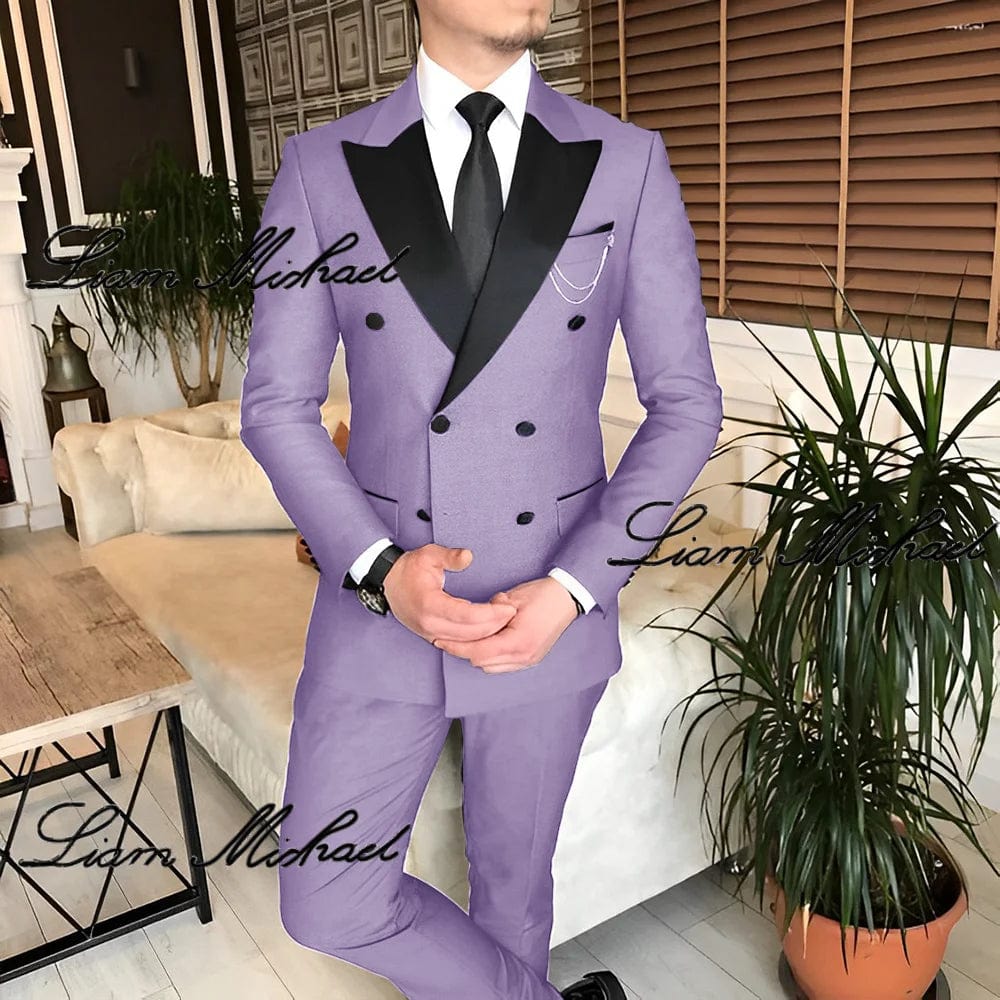 SHOWLU FASHION STORE Formal Suit for Men Double Breasted Blazer Pants 2 Piece Set Business Office Outfit Wedding Groom Tuxedo Party Dress