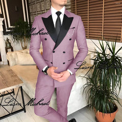 SHOWLU FASHION STORE Formal Suit for Men Double Breasted Blazer Pants 2 Piece Set Business Office Outfit Wedding Groom Tuxedo Party Dress