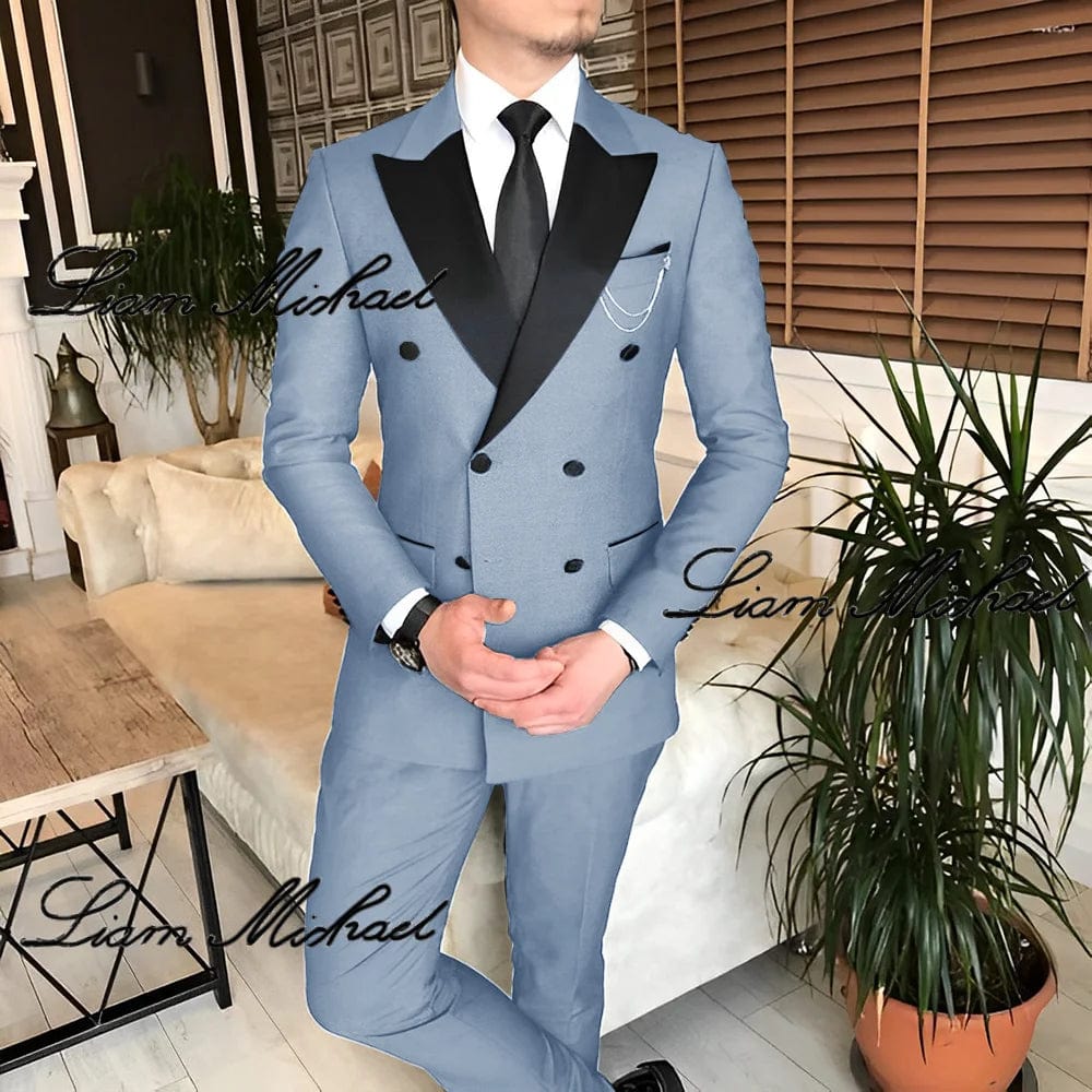 SHOWLU FASHION STORE Formal Suit for Men Double Breasted Blazer Pants 2 Piece Set Business Office Outfit Wedding Groom Tuxedo Party Dress