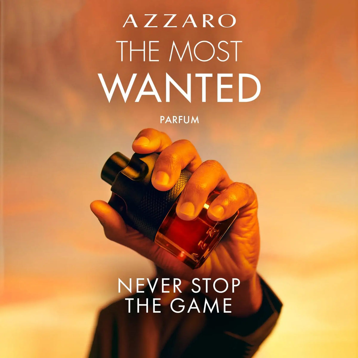 Azzaro The Most Wanted Parfum men's cologne bottle with spicy fragrance notes, displayed on a neutral background.