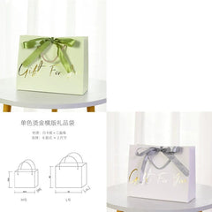 SHOWLU FASHION STORE Fruit Green + White Gift Bag 2 Pack / Large 32*11*26cm Gift Bag Tote Bag Gift Birthday Gift Mother's Day Paper Packaging Bags Minimalist Box Fancy