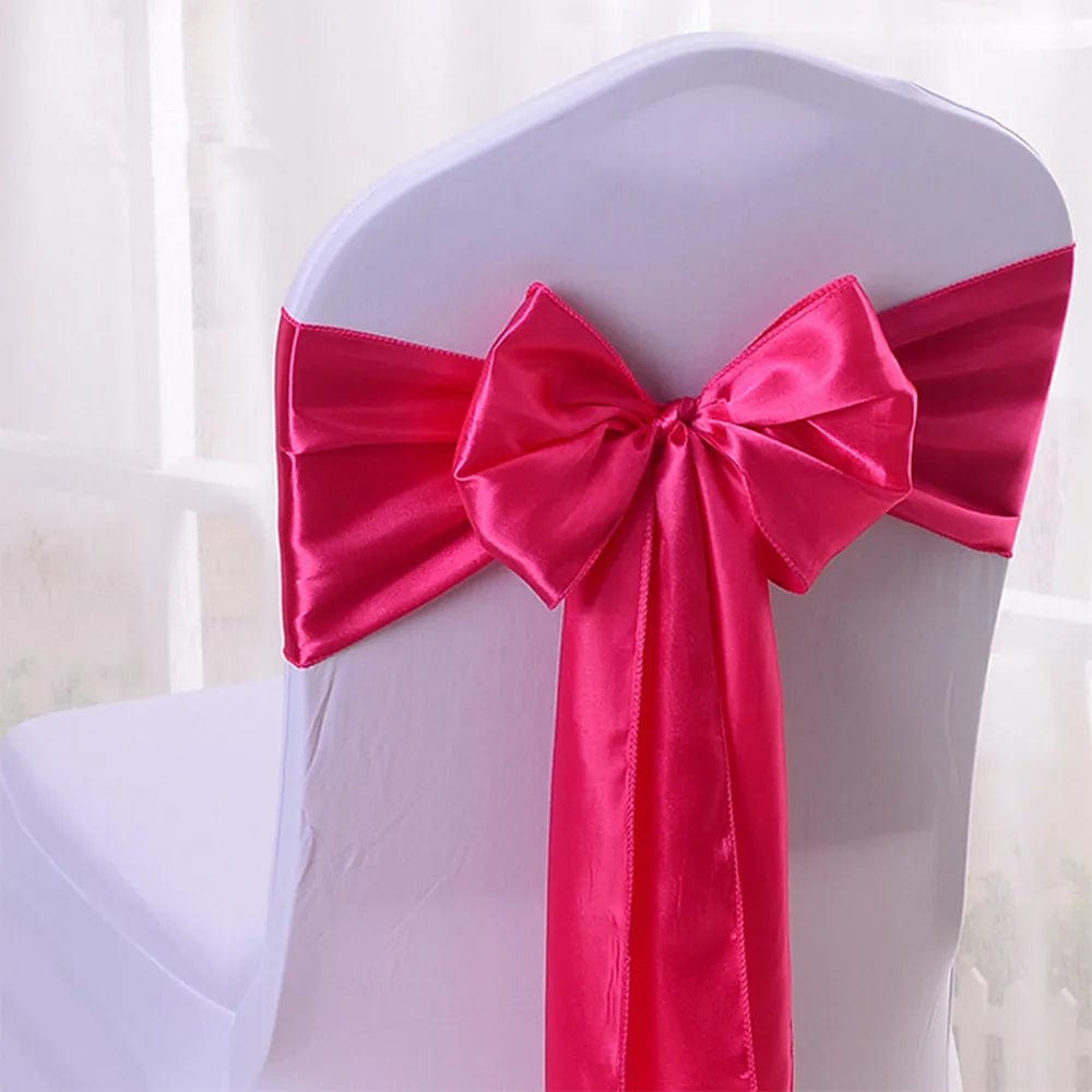 SHOWLU FASHION STORE Fuchsia / 10 pcs 10/50/100pcs/Lot Satin Chair Bow Sashes Wedding Indoor Outdoor Chair Ribbon Butterfly Ties Party Event Hotel Banquet Decoration