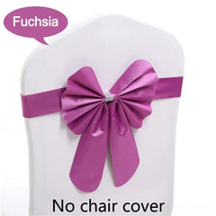 Showlu Fashion Store Fuchsia / 10 pcs 10pcs/lot Burgundy PPC Chair Sashes Weddin Decoration With Elastic Chair Ribbon Bows Spandex Royal Blue For Party Hotel