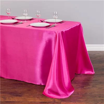  Showlu Fashion Store Fuchsia / 228x396cm-90x156inch Rectangular Table Cloth Satin Cloth Square Table Cloth suitable for buffet table party holiday dinner wedding banquet decoration