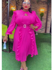 SHOWLU FASHION STORE Fuchsia / XL African Maxi Dresses For Women 2024 Plus Size Evening Party Long Dress Africa Clothing Elegant Kaftan Muslim Chiffon Dress