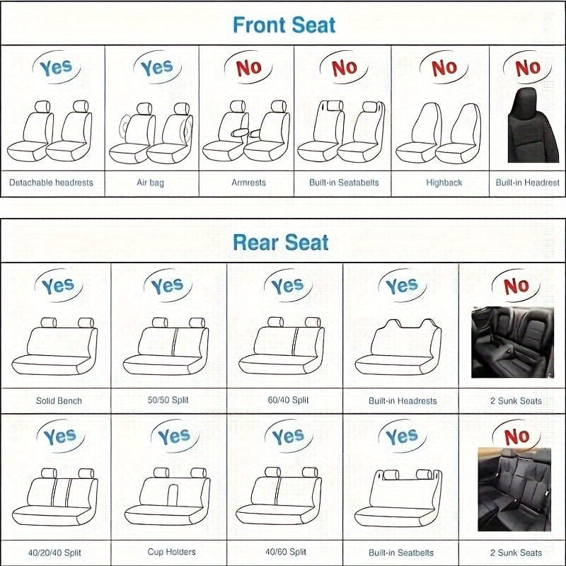  Showlu Fashion Store Full Set Car Seat Covers, Sport Style, Universal Fit, Full Coverage, Breathable Mesh, Lumbar Support, Trendy Automotive Seat Protector, All-Season