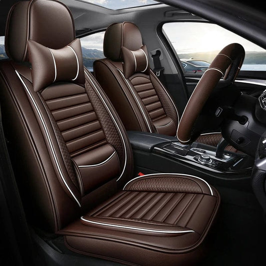  Showlu Fashion Store Full Set Luxury Car Seat Cover For Volkswagen Passat b5 polo VW golf jetta Leather Seat Cushion Protective Interior Accessories