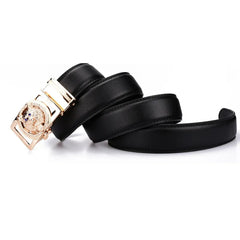  Showlu Fashion Store Genuine Leather Wolf belt for Men Polychrome rhinestone Alloy belt automatic buckle black Luxury Brand plus size Ceinture Homme