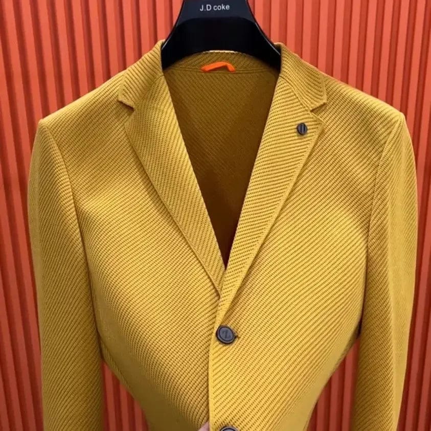 SHOWLU FASHION STORE Ginger Yellow Blazer / L Party Dress Jackets Men's Suit Business Coat Yellow Male Blazer Vintage Summer Fashion 2024 Elegant Classic Fashionable Menswear