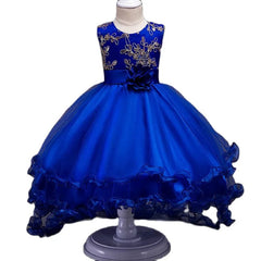  Showlu Fashion Store Girls Princess Embroidery Baby Flower Wedding Christmas Party Tutu Dress Teenager Children Kids Elegant Vestidos for 3-15Years