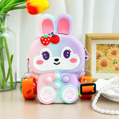  Showlu Fashion Store Girls Silicone Cute Rabbit Messenger Bag Coin Purse Children's Decompression Pop Fidget Toys