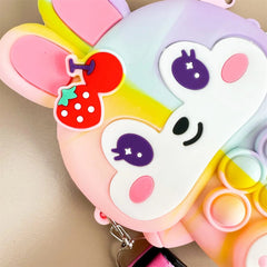  Showlu Fashion Store Girls Silicone Cute Rabbit Messenger Bag Coin Purse Children's Decompression Pop Fidget Toys