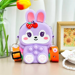  Showlu Fashion Store Girls Silicone Cute Rabbit Messenger Bag Coin Purse Children's Decompression Pop Fidget Toys