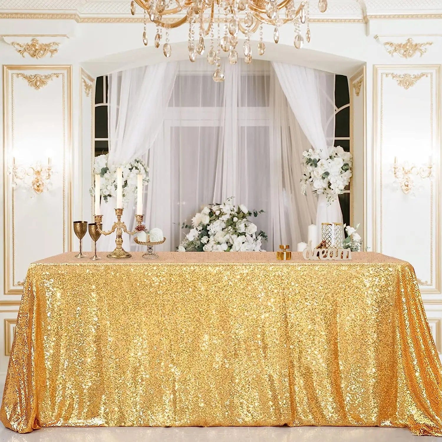  Showlu Fashion Store Glitter Sequin Table Cloth Rectangular Table Cover Rose Gold Tablecloth For Wedding Birthday Party Home Decoration Custom Size