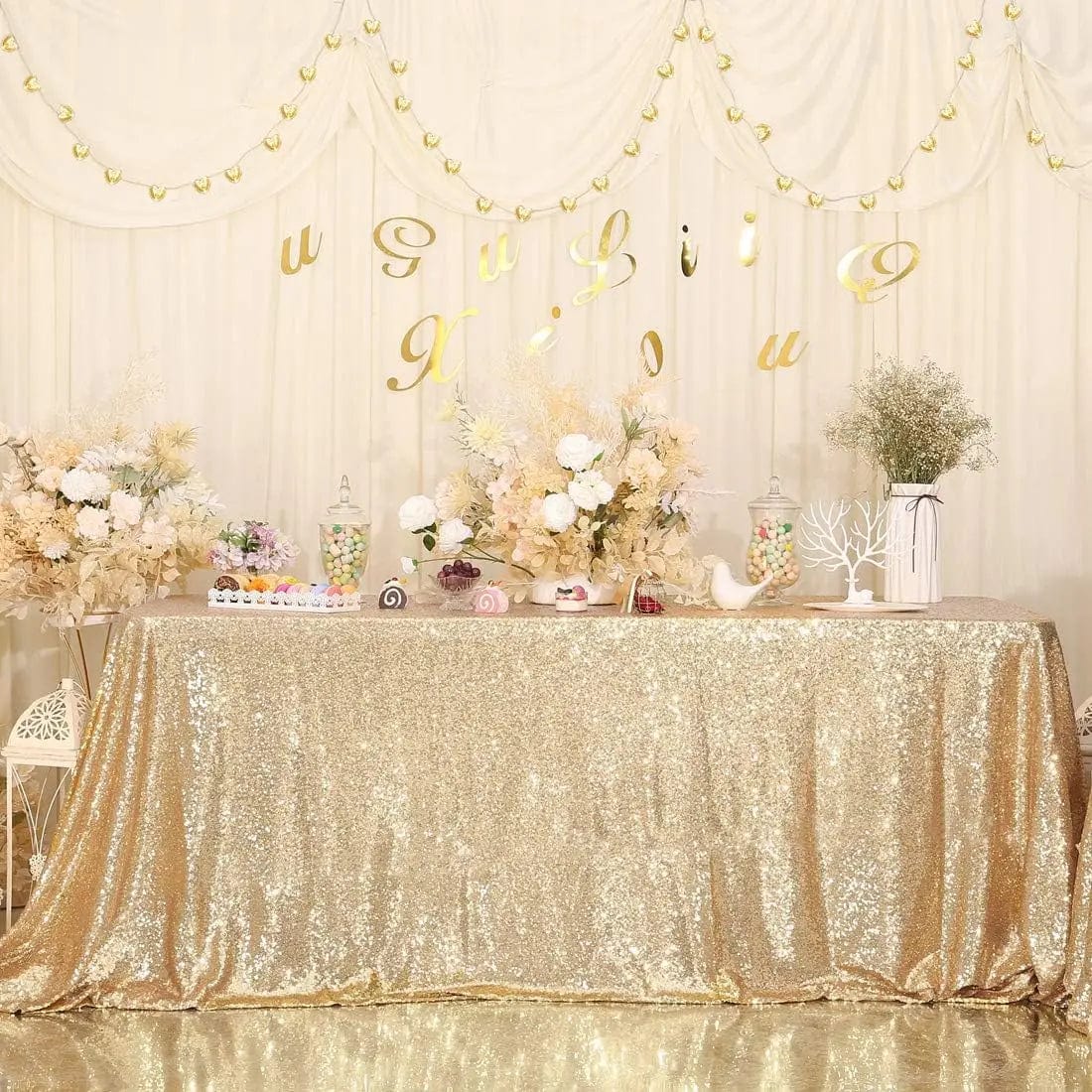  Showlu Fashion Store Glitter Sequin Table Cloth Rectangular Table Cover Rose Gold Tablecloth For Wedding Birthday Party Home Decoration Custom Size