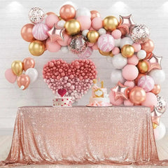  Showlu Fashion Store Glitter Sequin Table Cloth Rectangular Table Cover Rose Gold Tablecloth For Wedding Birthday Party Home Decoration Custom Size