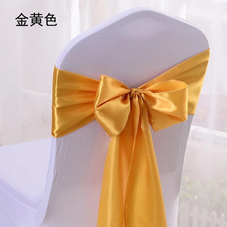 SHOWLU FASHION STORE Gold / 10 pcs 10/100pcs Satin Chair Bow Sashes Wedding Chair Knots Ribbon Butterfly Ties For Party Event Hotel Banquet Home Decoration