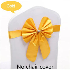 Showlu Fashion Store Gold / 10 pcs 10pcs/lot Burgundy PPC Chair Sashes Weddin Decoration With Elastic Chair Ribbon Bows Spandex Royal Blue For Party Hotel