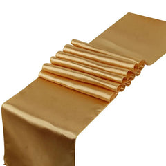 Showlu Fashion Store Gold 10Pcs/Set Satin Table Runner 30cm x 275cm For Wedding Party Event Banquet Home Table Decoration Supply Table Cover Accessories