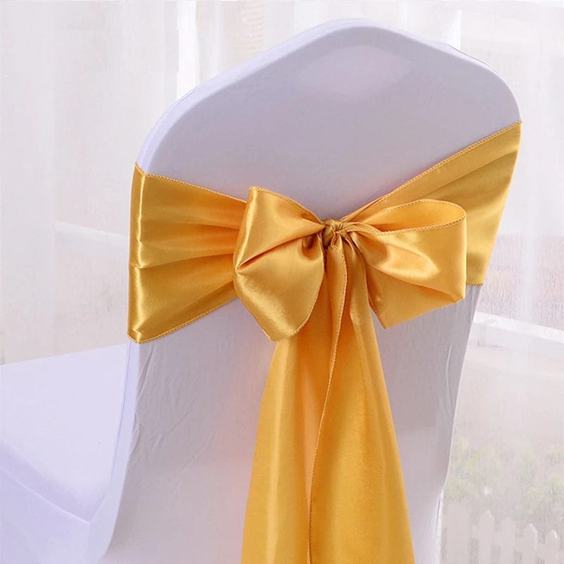  Showlu Fashion Store GOLD / 15x270 cm Satin Chair Sash Wedding Decoration Bow Tie Band Birthday Party Hotel Show Nice Design Shiny Colour