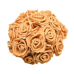 Showlu Fashion Store Gold 24pcs 7cm White Rose Artificial PE Foam Rose Flower Wedding Decoration Bridal Bouquet Scrapbooking Craft Fake Flowers DIY Suppli