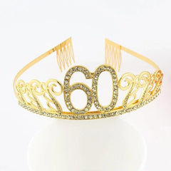  Showlu Fashion Store Gold 30 40 50 60 Birthday Queen Tiara Birthday Crystal Crown for Women 30th 40th 50th 60th Birthday Party Decoration Cake Topper