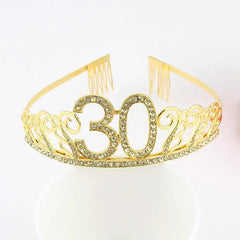  Showlu Fashion Store Gold 30 tiara Gold 30 40 50 60 Birthday Queen Tiara Birthday Crystal Crown for Women 30th 40th 50th 60th Birthday Party Decoration Cake Topper