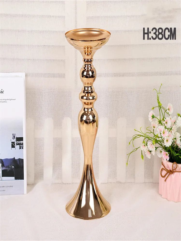  Showlu Fashion Store gold 38cm Metal Candle Holders Flowers Vase Candlestick Centerpieces Road Lead Candelabra Centerpieces Wedding porps Christmas decoration