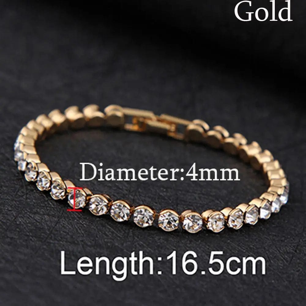  Showlu Fashion Store Gold 4mm 1pc Fashion Hand Chain Crystal Stretch Shine Bracelets For Women Couple Charm Austria Crystal Cuff Bangles Wedding Jewelry