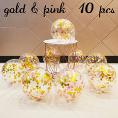 Showlu Fashion Store gold and pink / 12inch 10/20 Star Confetti Balloons Metallic Confetti Latex Transparent Ballon Baby Shower Birthday Party Wedding Decoration Ball Globo