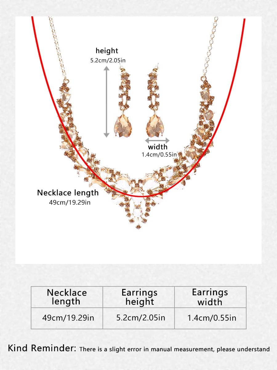  Showlu Fashion Store Gold-color Itacazzo Bride Wedding Luxury Necklace Earring Set Exquisite and Elegant for Ladies Suitable for Party Festivals