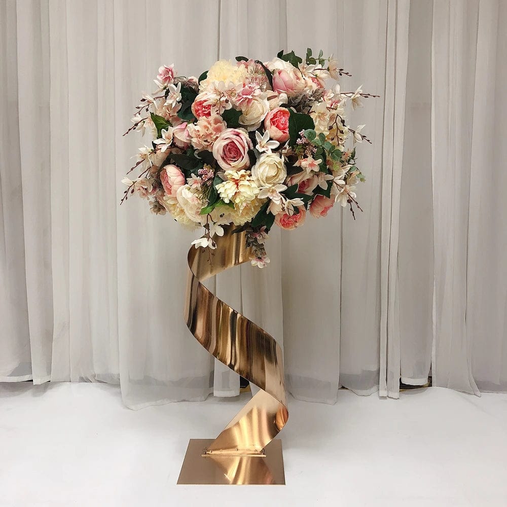  Showlu Fashion Store Gold Flower Road Lead Metal Wedding Table Centerpieces Event Vase Party Flowers Rack Home Hotel Decoration 5 PCS/ Lot