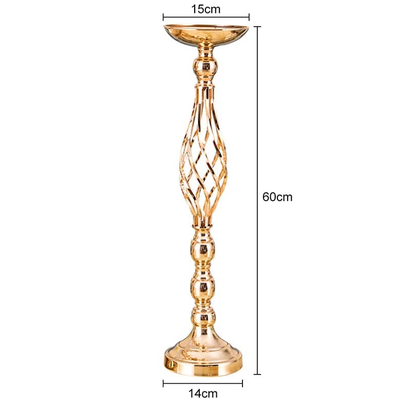  Showlu Fashion Store Gold Large / ITALY Gold/Silver Wedding Candle Holders Decor Table Centerpiece Pillar Flower Vase Rack Stand Road Lead Floral Bouquet Party Supplies