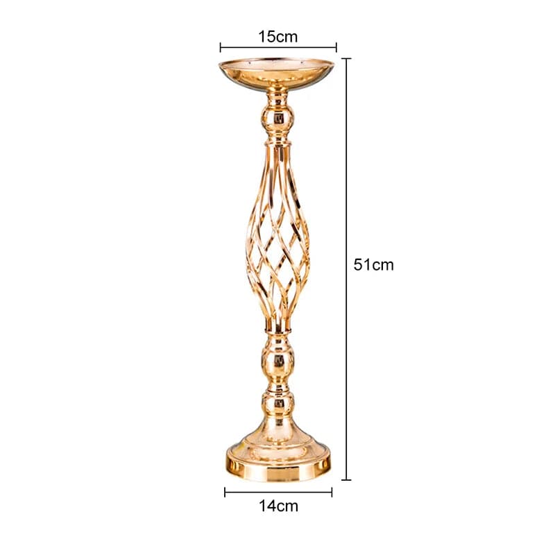  Showlu Fashion Store Gold Middle / ITALY Gold/Silver Wedding Candle Holders Decor Table Centerpiece Pillar Flower Vase Rack Stand Road Lead Floral Bouquet Party Supplies