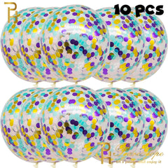 Showlu Fashion Store gold-purple-blue / 12inch 10/20 Star Confetti Balloons Metallic Confetti Latex Transparent Ballon Baby Shower Birthday Party Wedding Decoration Ball Globo