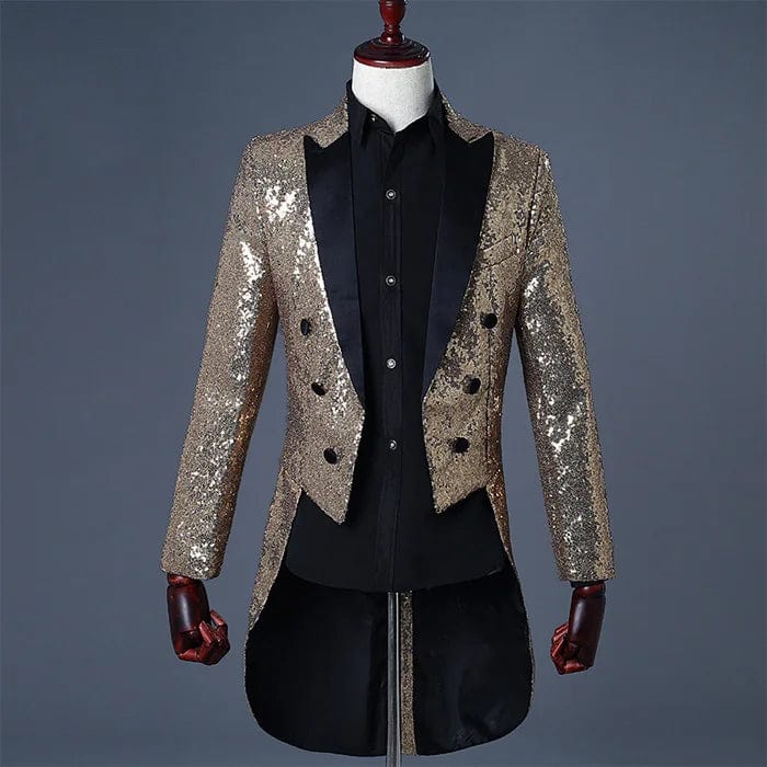 SHOWLU FASHION STORE Gold / S / CHINA Shiny Red Sequin Glitter Embellished Tuxedo Blazer Men  Party Wedding Tailcoat Suits Mens Stage Singer Costume Homme