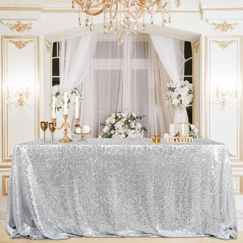  Showlu Fashion Store Gold Sequin Tablecloth 108x50 Inch-Rectangle Table Cover Overlay for Wedding Baby Birthday Cake Table Holiday Banquet Decoration