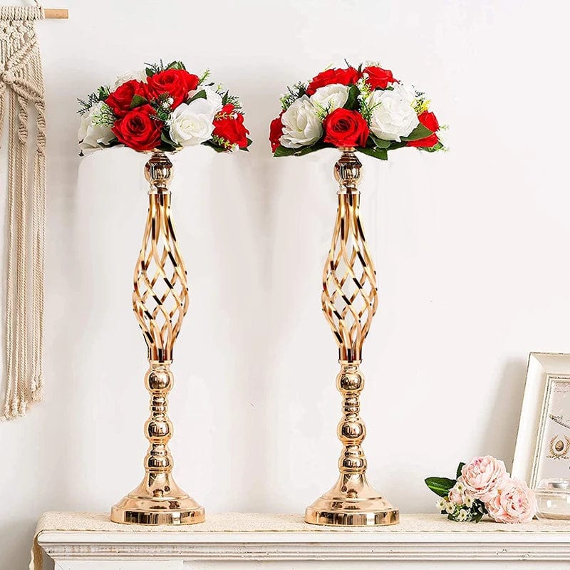  Showlu Fashion Store Gold/Silver Wedding Candle Holders Decor Table Centerpiece Pillar Flower Vase Rack Stand Road Lead Floral Bouquet Party Supplies