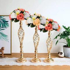  Showlu Fashion Store Gold/Silver Wedding Candle Holders Decor Table Centerpiece Pillar Flower Vase Rack Stand Road Lead Floral Bouquet Party Supplies