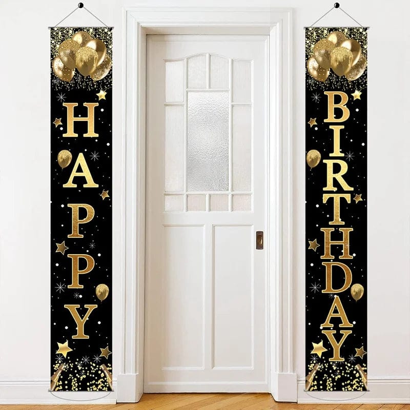  Showlu Fashion Store Golden Birthday Door Curtain Backdrop 30 40 50 Happy Birthday Tablecloth Table Runner Balloon Birthday Party Decoration For Home