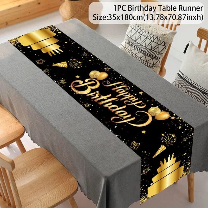  Showlu Fashion Store Golden Birthday Door Curtain Backdrop 30 40 50 Happy Birthday Tablecloth Table Runner Balloon Birthday Party Decoration For Home