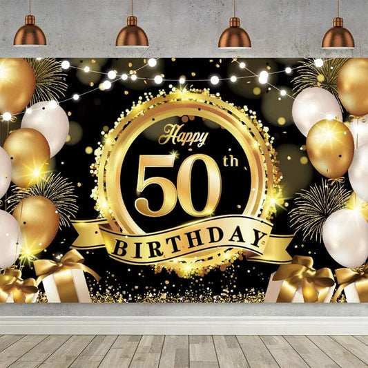  Showlu Fashion Store Golden Birthday Door Curtain Backdrop 30 40 50 Happy Birthday Tablecloth Table Runner Balloon Birthday Party Decoration For Home