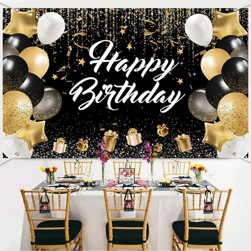  Showlu Fashion Store Golden Birthday Door Curtain Backdrop 30 40 50 Happy Birthday Tablecloth Table Runner Balloon Birthday Party Decoration For Home