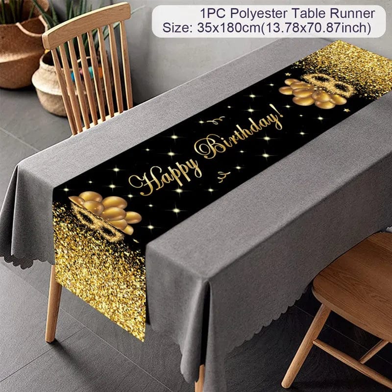  Showlu Fashion Store Golden Birthday Door Curtain Backdrop 30 40 50 Happy Birthday Tablecloth Table Runner Balloon Birthday Party Decoration For Home