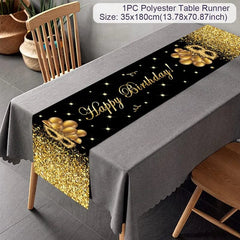  Showlu Fashion Store Golden Birthday Door Curtain Backdrop 30 40 50 Happy Birthday Tablecloth Table Runner Balloon Birthday Party Decoration For Home