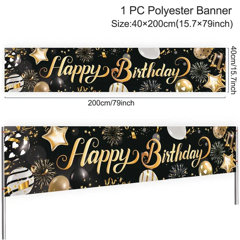  Showlu Fashion Store Golden Birthday Door Curtain Backdrop 30 40 50 Happy Birthday Tablecloth Table Runner Balloon Birthday Party Decoration For Home